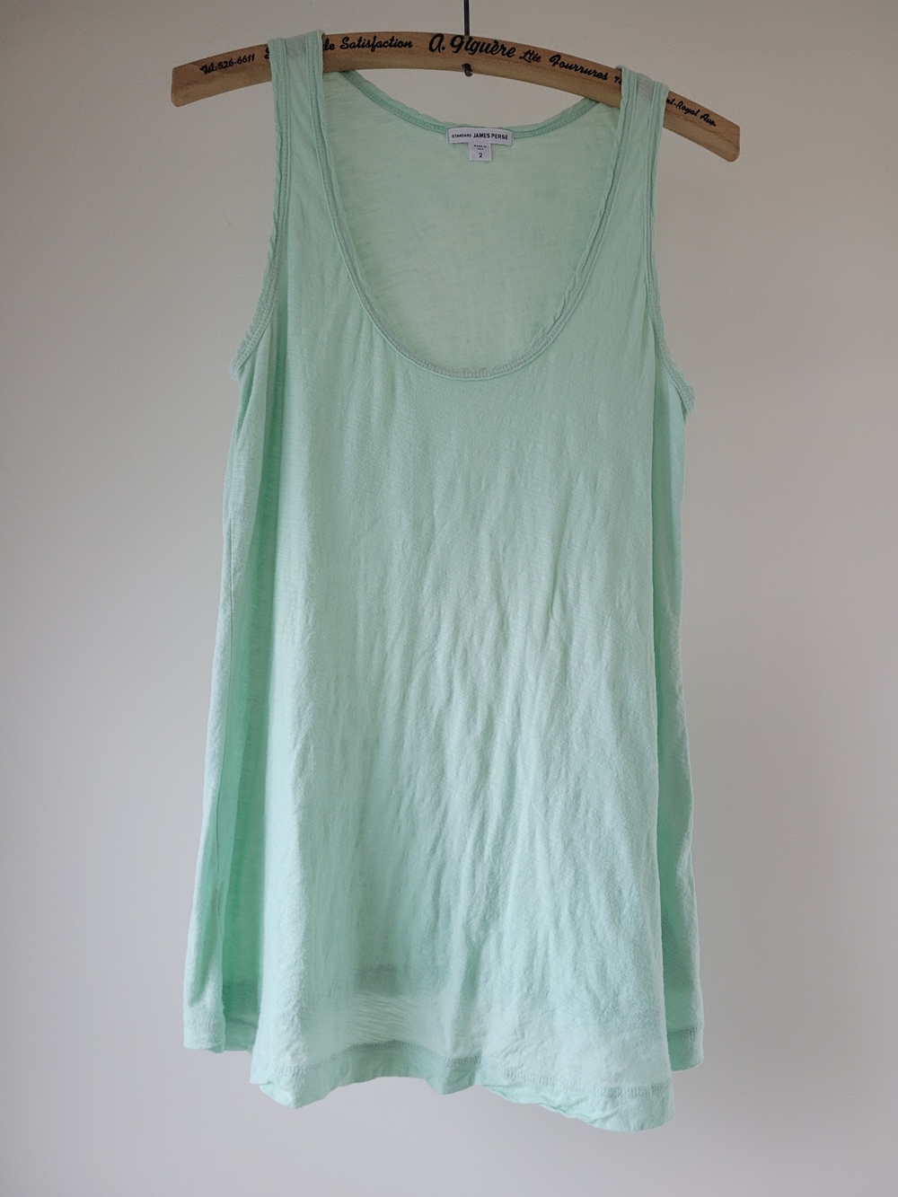 James Perse Mint Green Slub Cotton Tank Top – Size 2 (Medium)